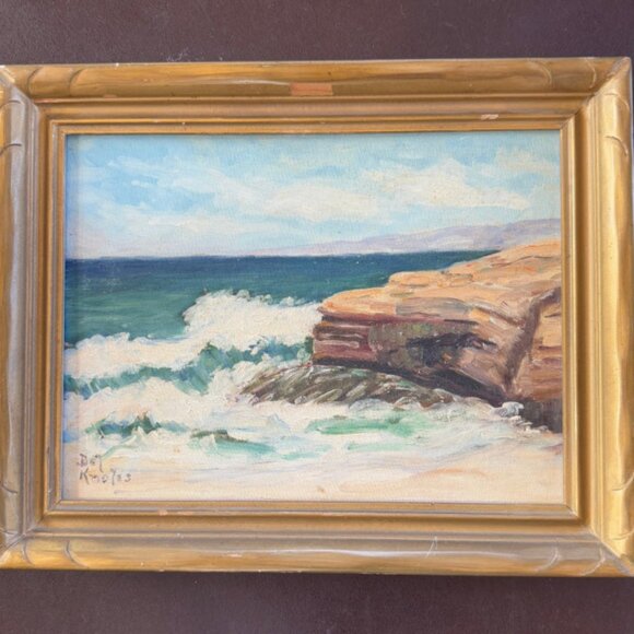 Mid-Century Original Acrylic Painting Crashing Waves BN Knoles - Picture 1 of 10
